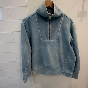 Alex Mill Quarter Zip Pullover Cotton Blue Tie Dye